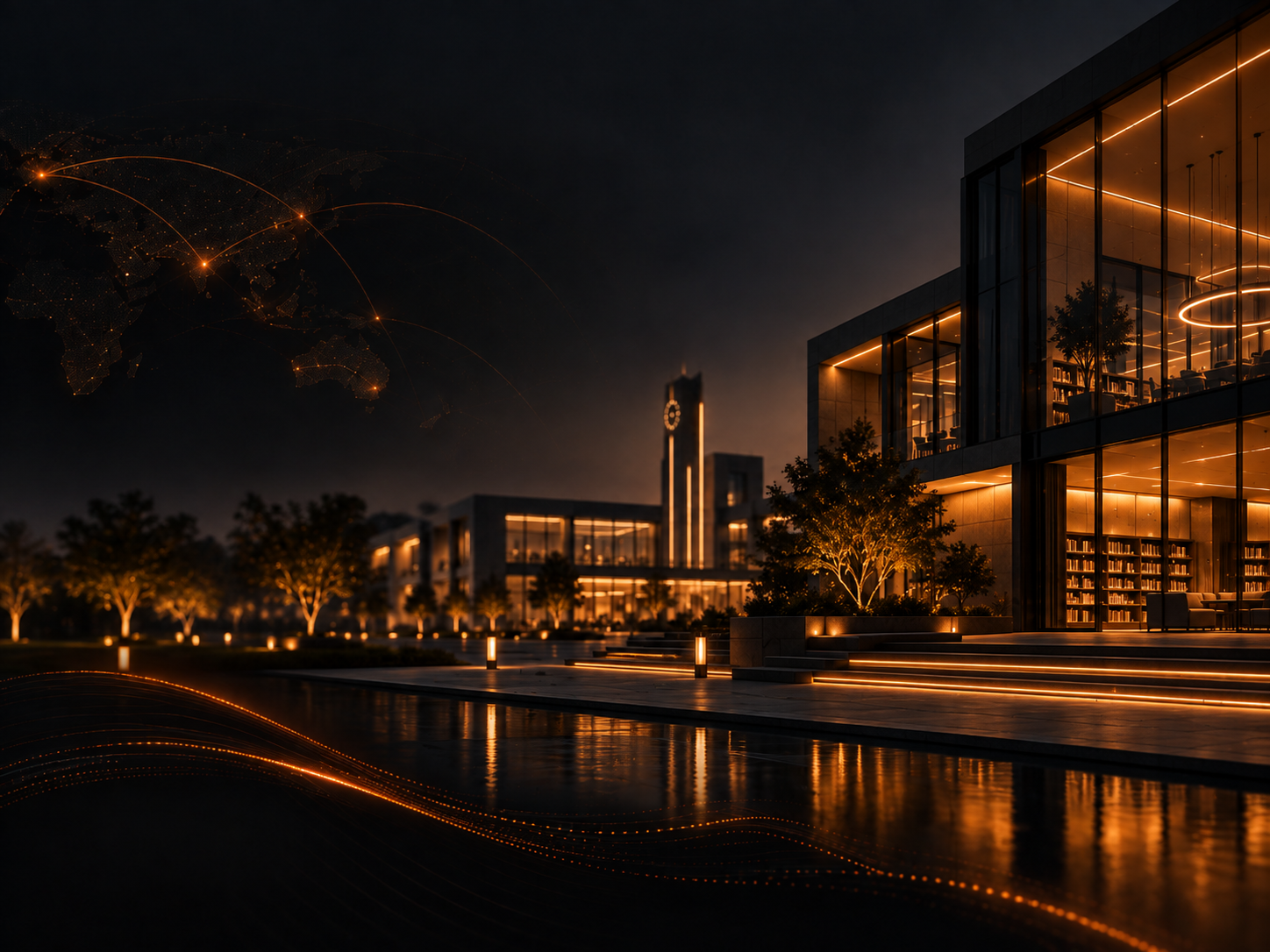 Modern real estate development at night